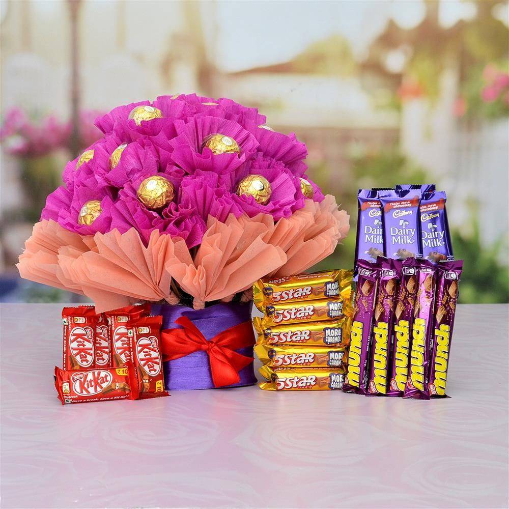 Ferrero Rocher Bouquet with Chocolates Hamper