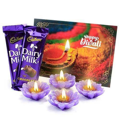 FLORAL CANDLE SET & CHOCOLATES HAMPER