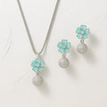 Floral Shaped Cute Pendant with Earrings Jewellery Set for Girls and Women