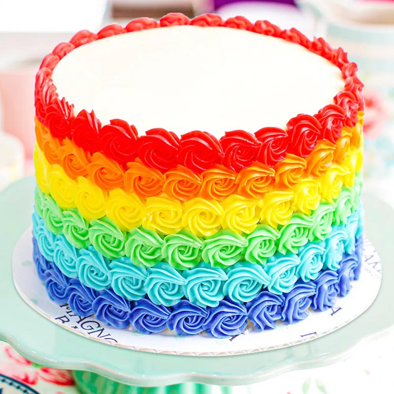 Flowery Rainbow Cream Cake