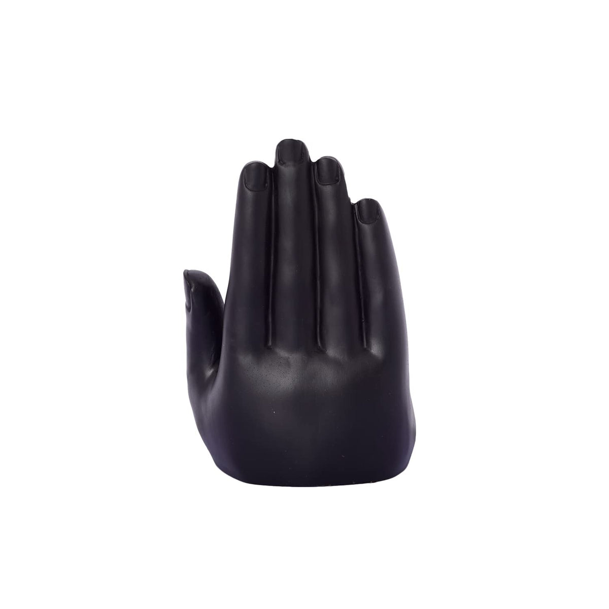Golden Handcrafted Palm Buddha Polyresin Showpiece (12.5 cm x 7.5 cm x 17.5 cm, Black)