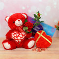 Heart Shape Chocolate Box With Teddy & Rose Hamper