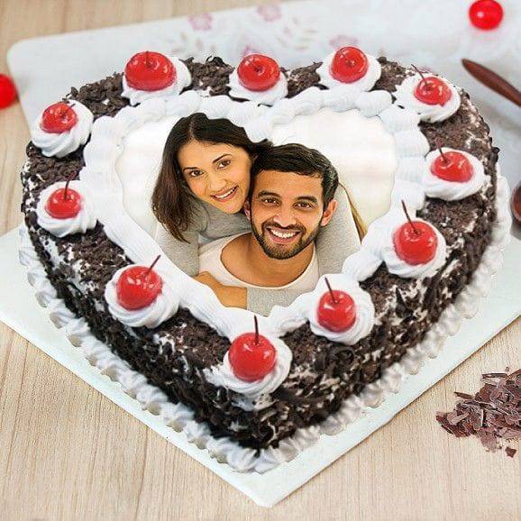 Heart Shaped Blackforest Photo Cake Online
