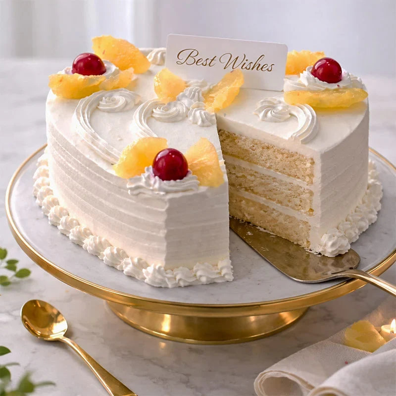 Classic Heart-Shaped Pineapple Cream Cake