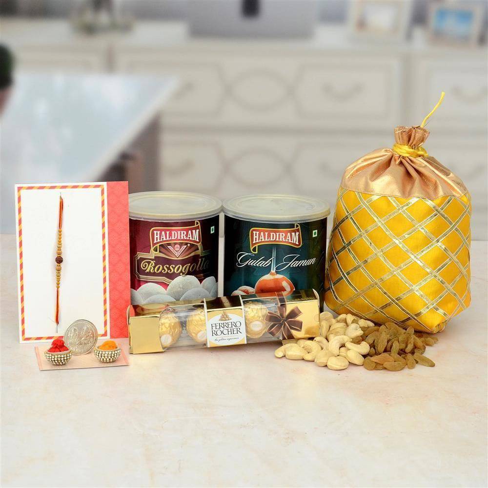 Kaju Ferrero Rocher Haldiram Sweets Hamper for Rakhi