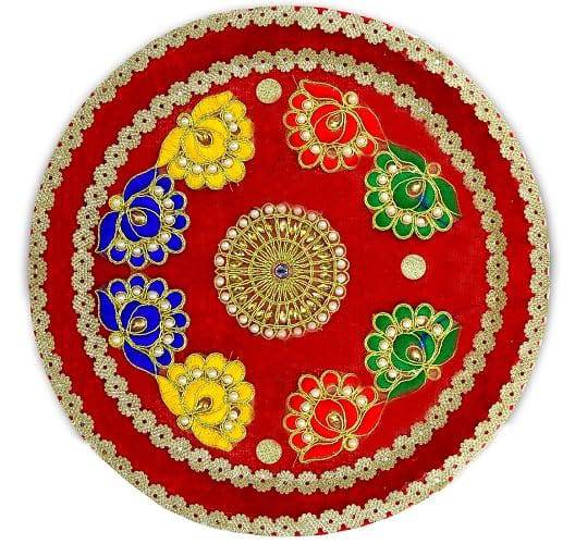 Karwa Chauth Complete 8 Pcs Set | Stainless Steel Thali |Lota | Calendar |Story Book | Channi | Roli Akshat | Greeting Card |Diya | Decorative Karwa Chauth Thali with All item