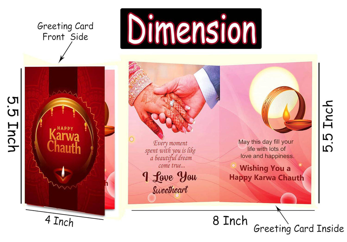 Karwa Chauth Complete 8 Pcs Set | Stainless Steel Thali |Lota | Calendar |Story Book | Channi | Roli Akshat | Greeting Card |Diya | Decorative Karwa Chauth Thali with All item