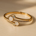 Lustrous Harmony Gold-Plated Bracelet with Mother of Pearl & Crystal Accents