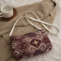 Maroon Jute Closure Zip Sling Bag For Women
