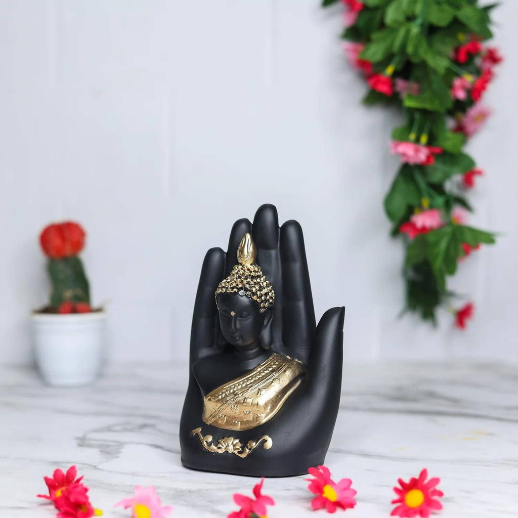 Palm Buddha Idol for Home Decor - Serene Handcrafted Buddha Statue -Buddha Statues Showpieces for Living Room
