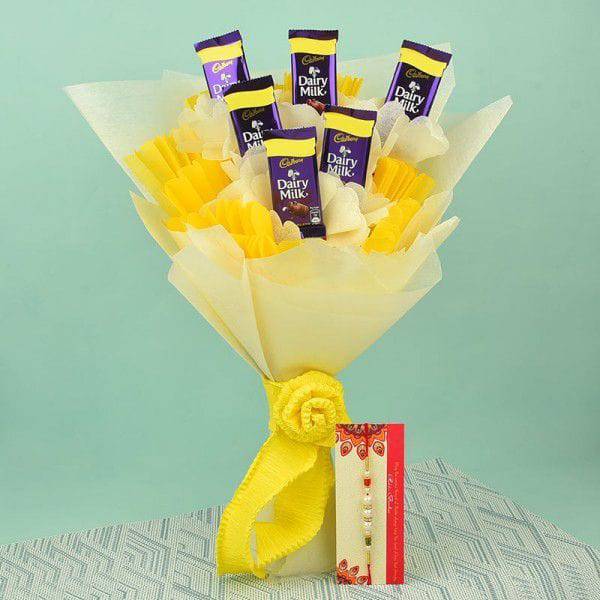 Pearl Rakhi N Dairy Milk Chocolate Bouquet