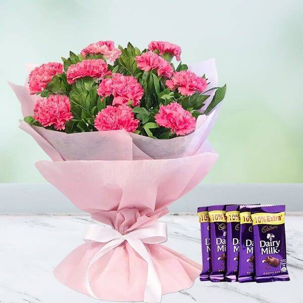 Pink Carnation With Dairy Milk