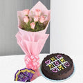 Pink Roses N Cake Combo
