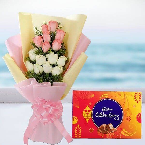 Pink White Roses With Celebration
