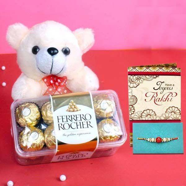 Rakhi Teddy with Ferrero Rocher Chocolate