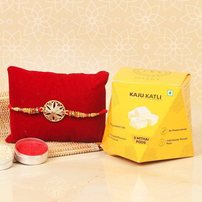 Rakhi With Kaju Katli Set