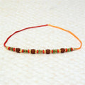 Red and Green Rudraksh Mouli Rakhi
