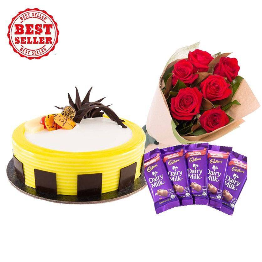 Red Rose with Cake