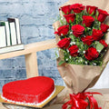 Red Velvet heart cake and Red Roses