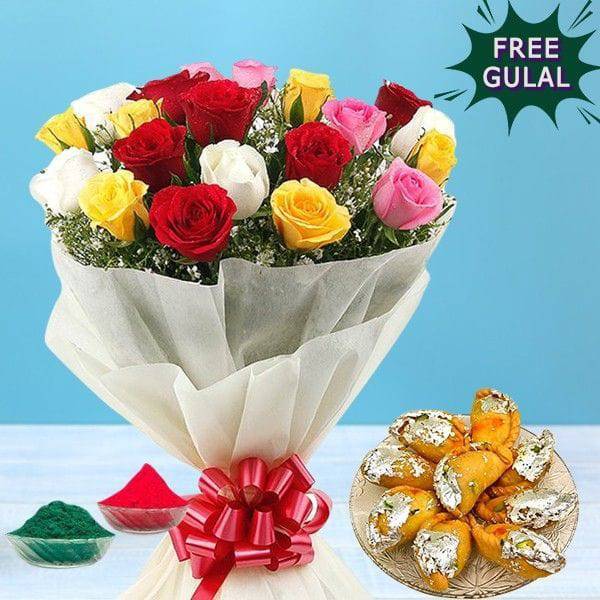 Roses With Gujiya Combo