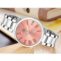 Round Dial Stainless Steel Bracelet Chain Analogue Day & Date Functioning Watch for Women and Girls