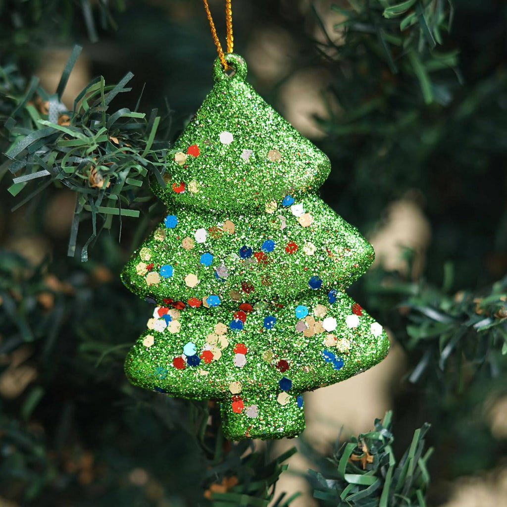 Set of 4 Sparkly Christmas Trees for Decor (Red, Green, Gold, Silver)