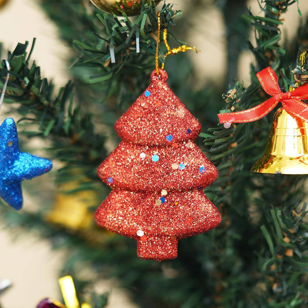 Set of 4 Sparkly Christmas Trees for Decor (Red, Green, Gold, Silver)