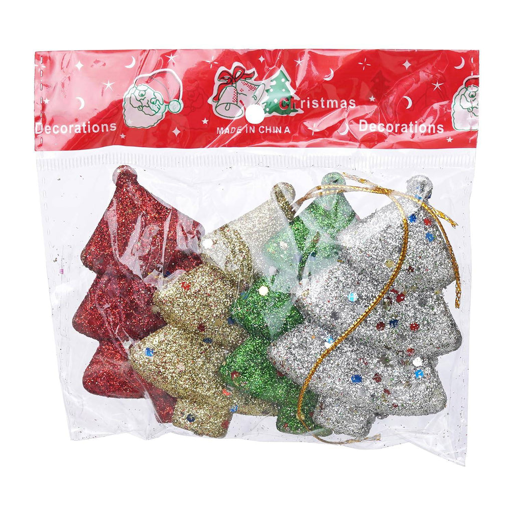 Set of 4 Sparkly Christmas Trees for Decor (Red, Green, Gold, Silver)