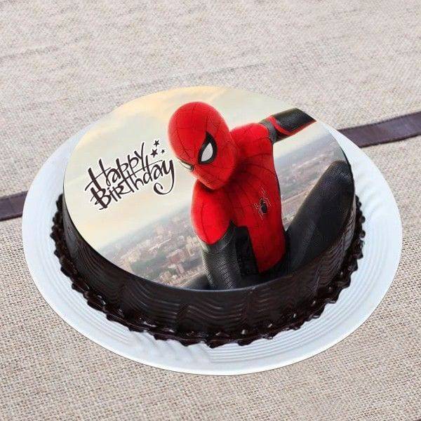 Spiderman on Chocolate Photo Cake
