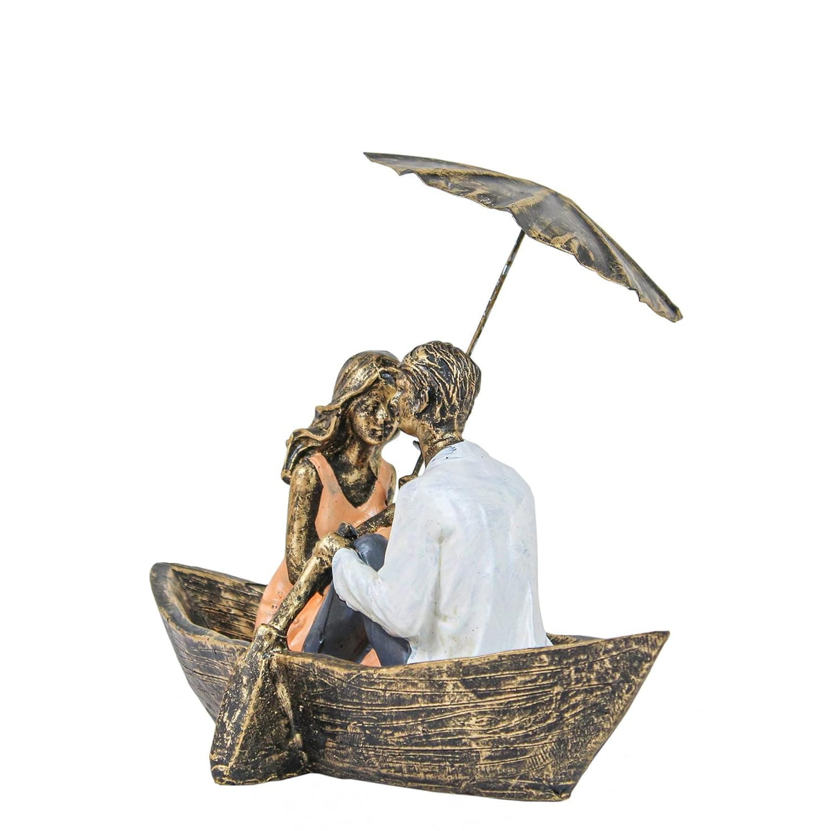 TIED RIBBONS Resin Romantic Boat Couple Showpiece Statue For Home Decor Living Room Bedroom Decoration Items Gift To Wife Husband Boyfriend Girlfriend, Multi Colour