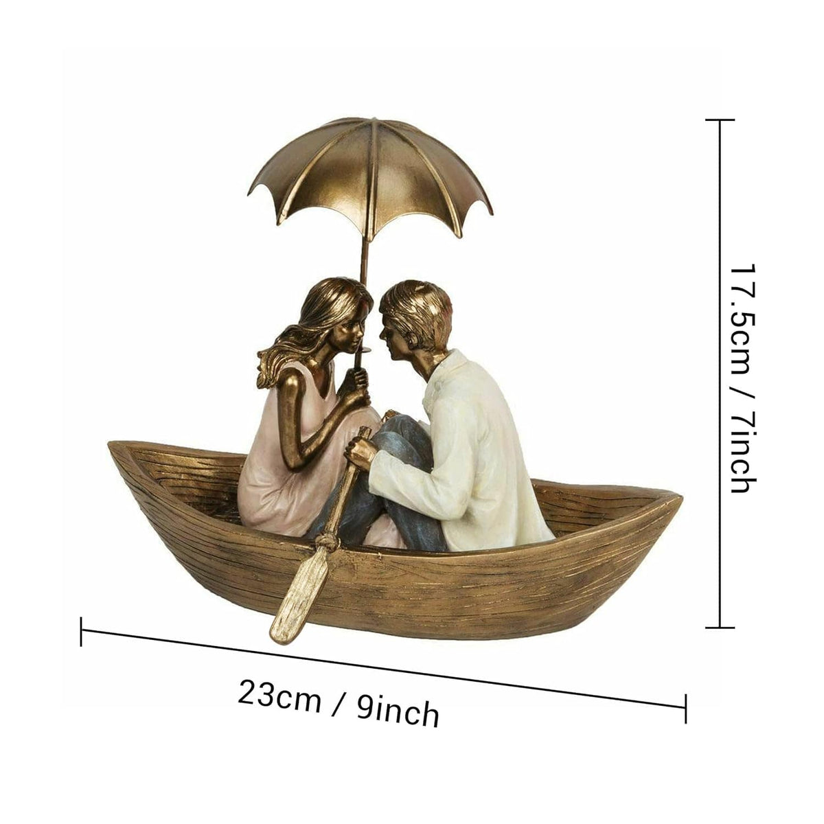 TIED RIBBONS Resin Romantic Boat Couple Showpiece Statue For Home Decor Living Room Bedroom Decoration Items Gift To Wife Husband Boyfriend Girlfriend, Multi Colour