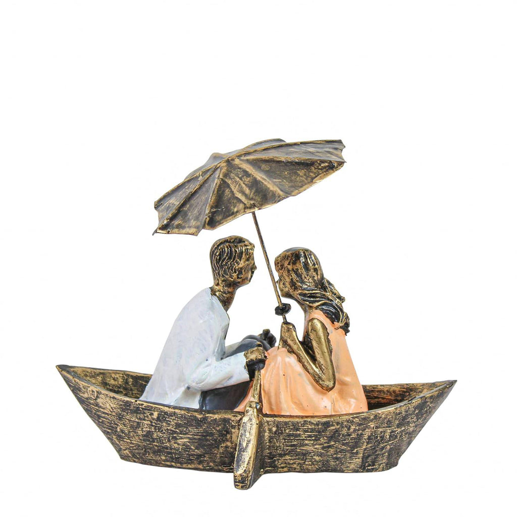 TIED RIBBONS Resin Romantic Boat Couple Showpiece Statue For Home Decor Living Room Bedroom Decoration Items Gift To Wife Husband Boyfriend Girlfriend, Multi Colour