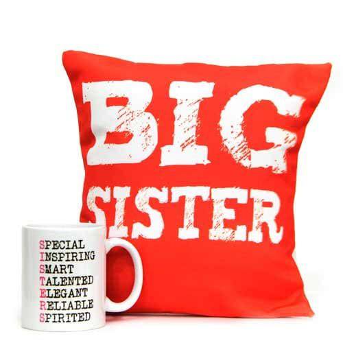 White Mug n Cushion For Sis